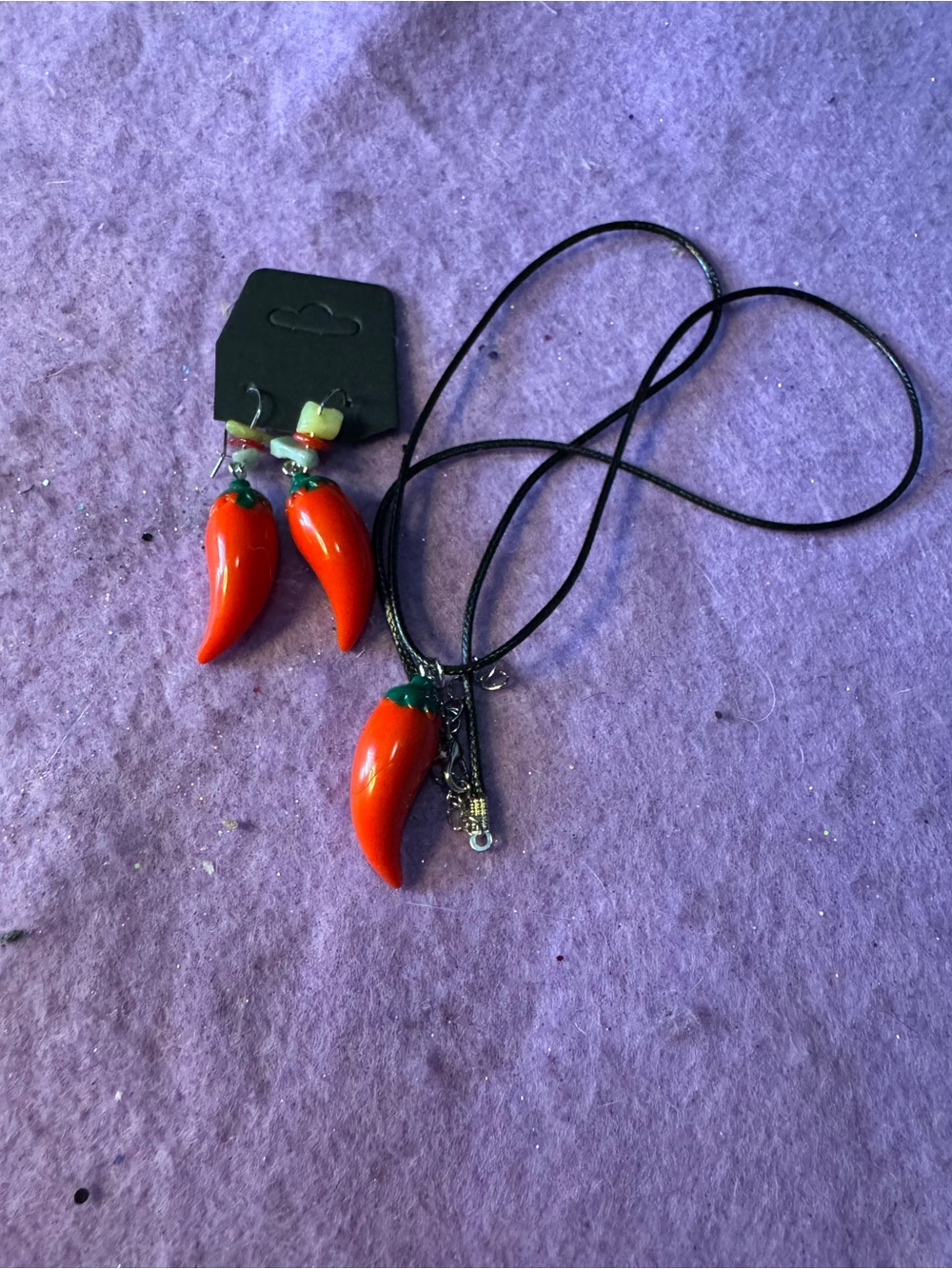 Red Chili Pepper Necklace & Earring Set